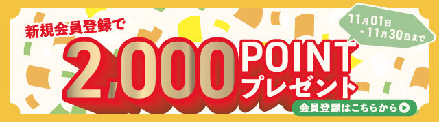 新規会員登録で1,000POINTプレゼント!